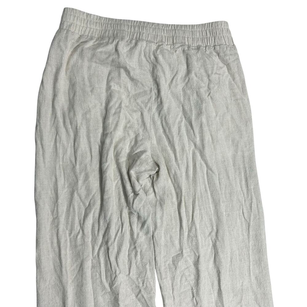 Sienna Sky Women’s L Pants Wide Leg Linen Blend Cream Oatmeal Elastic Waist - Picture 6 of 13